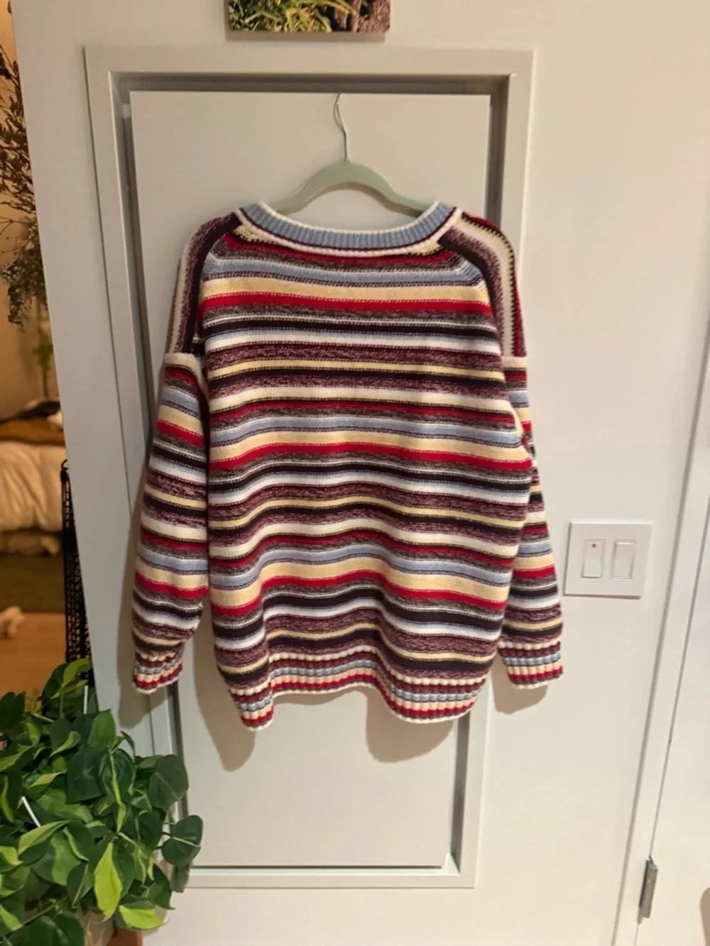 Abercrombie and Fitch Women’s Oversized Striped V-Neck Sweater in Multi-Color - Picture 3 of 3